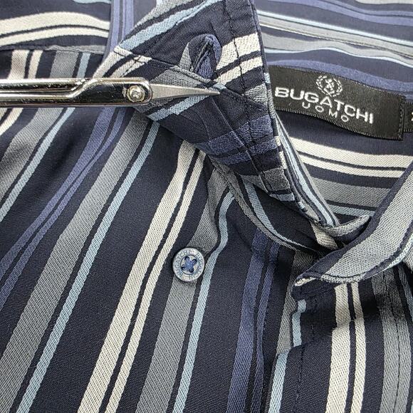 Bugatchi Uomo Shirt Mens XXL Striped Long Sleeve Button Up Modern Fit Pocket - Picture 12 of 14